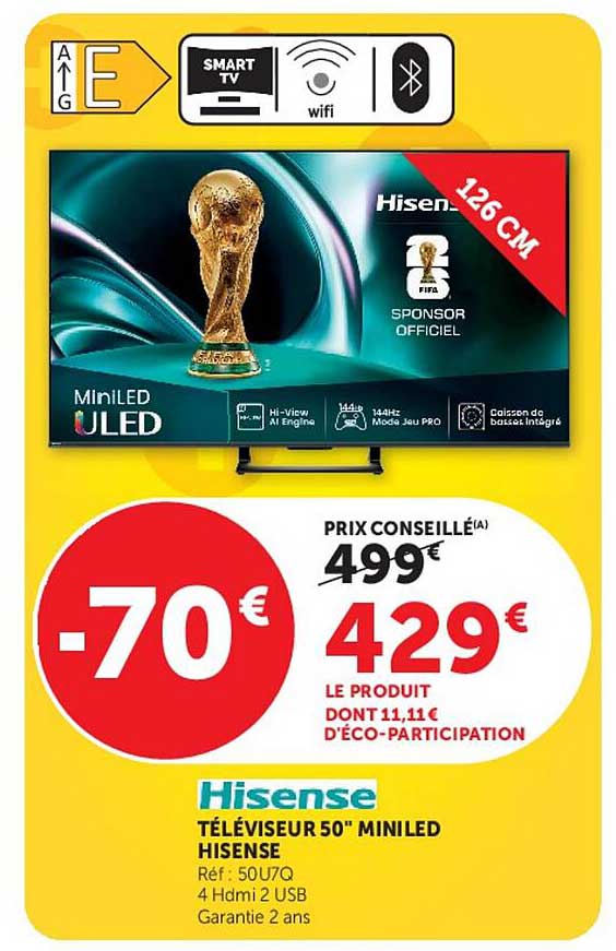 TÉLÉVISEUR 50" MINILED HISENSE