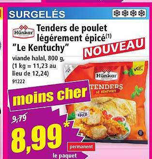 Tenders de poulet légèrement épicé(1) "Le Kentucky"