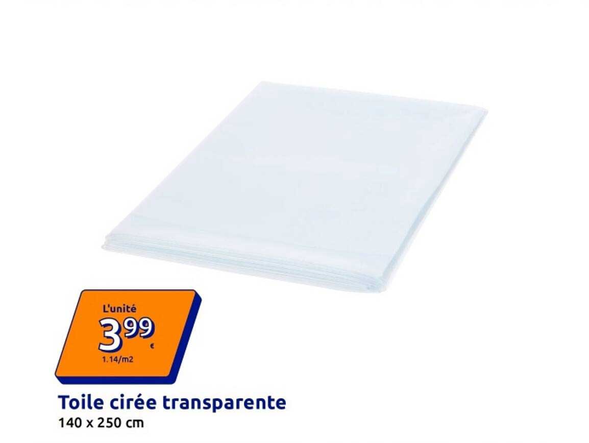 Toile cirée transparente 140 x 250 cm