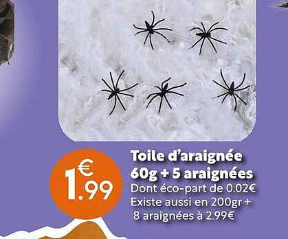 Toile d’araignée 60g + 5 araignées