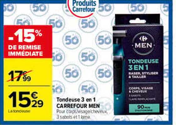 Tondeuse 3 en 1 CARREFOUR MEN