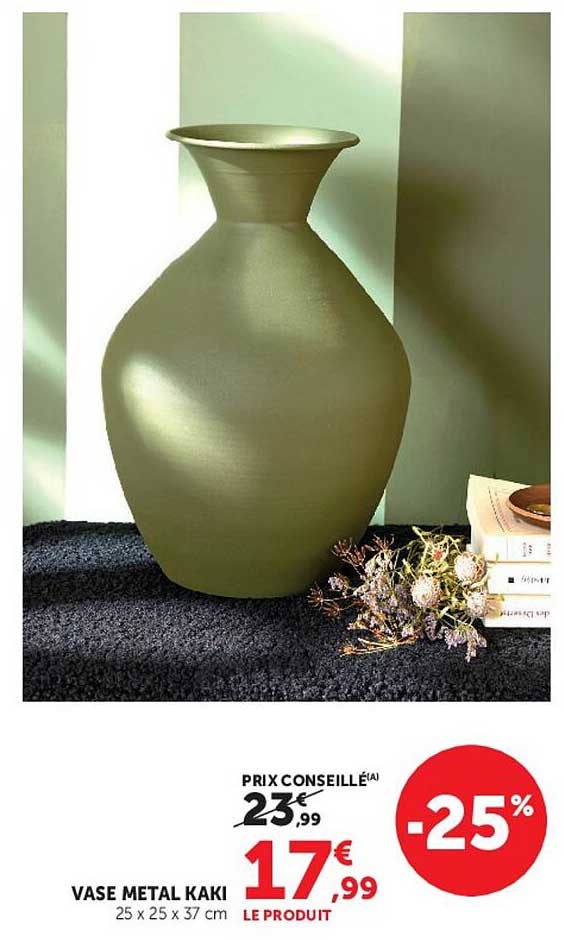 VASE METAL KAKI
