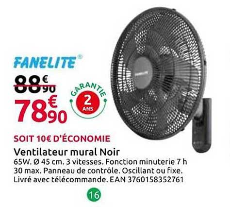 Ventilateur mural Noir