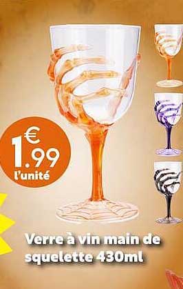 Verre à vin main de squelette 430ml