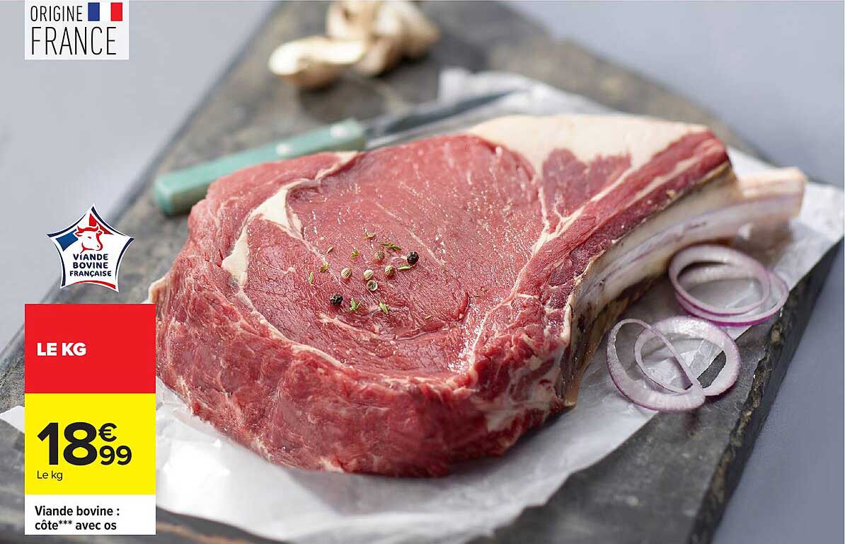 Viande bovine : côte*** avec os