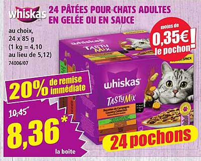 Whiskas 24 PÂTÉES POUR CHATS ADULTES EN GELÉE OU EN SAUCE