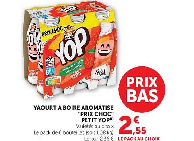 YAOURT A BOIRE AROMATISE "PRIX CHOC" PETIT YOP