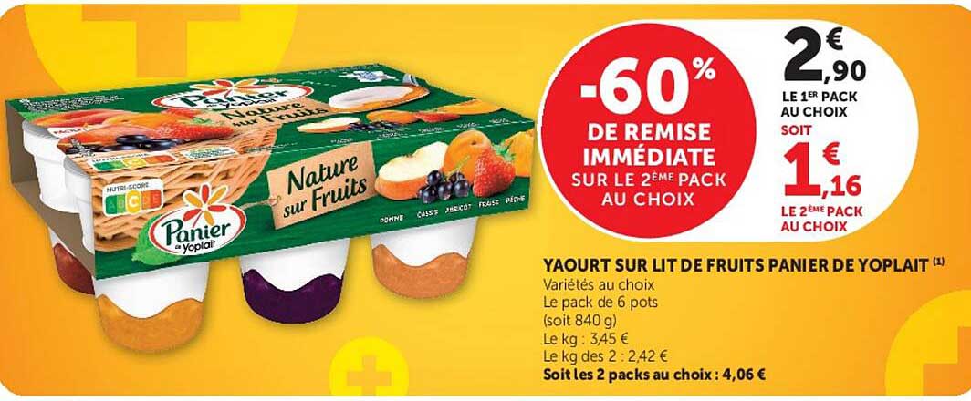 YAOURT SUR LIT DE FRUITS PANIER DE YOPLAIT