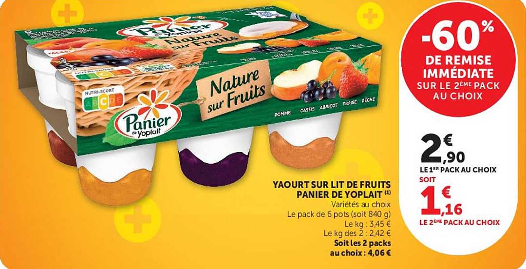 YAOURT SUR LIT DE FRUITS PANIER DE YOPLAIT