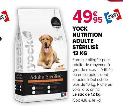YOCK NUTRITION ADULTE STÉRILISÉ 12 KG