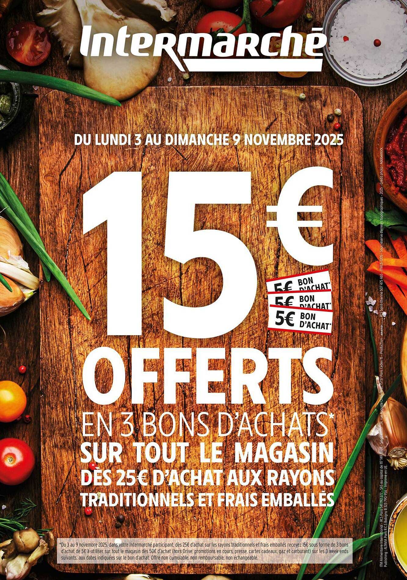 15 € OFFERTS EN 3 BONS D'ACHATS
