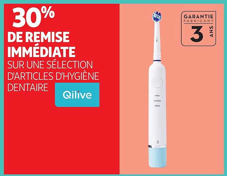 30% DE REMISE IMMEDIATE SUR UNE SÉLECTION D'ARTICLES D'HYGIÈNE DENTAIRE