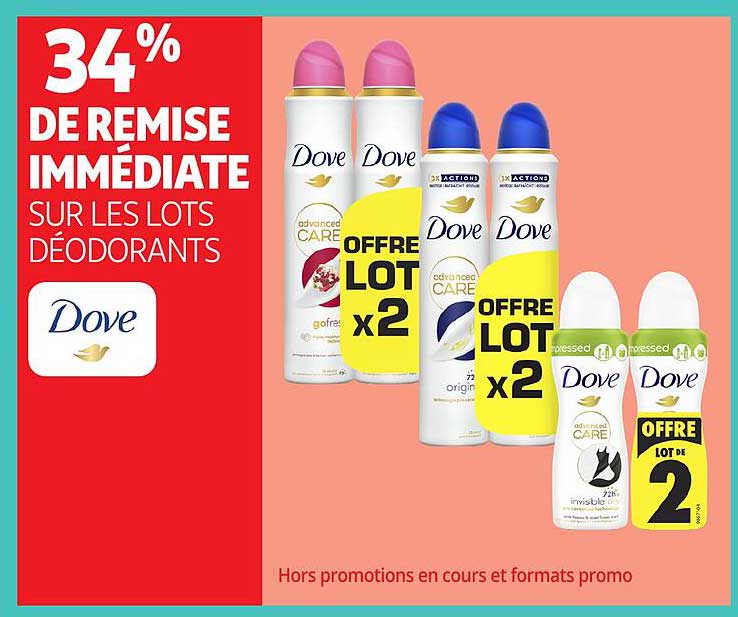 34% DE REMISE IMMÉDIATE SUR LES LOTS DÉODORANTS