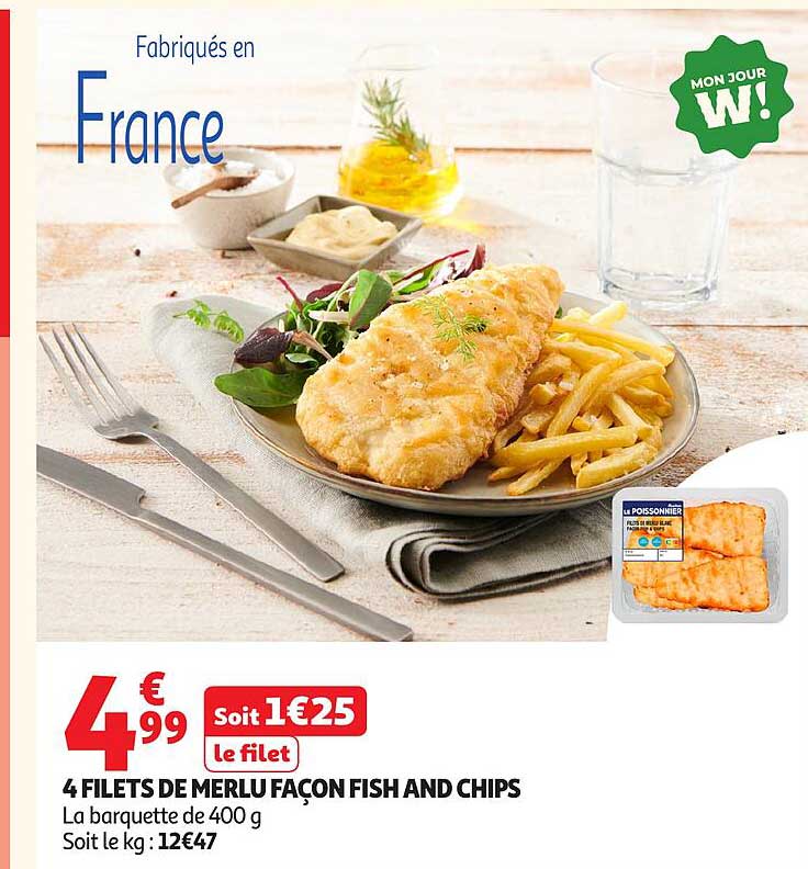 4 FILETS DE MERLU FAÇON FISH AND CHIPS