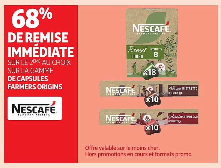 68% DE REMISE IMMEDIATE SUR LE 2ÈME AU CHOIX SUR LA GAMME DE CAPSULES FARMERS ORIGINS