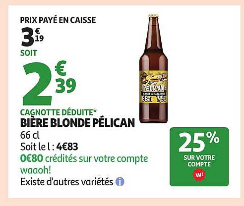 Bière Blonde Pélican 66 cl
