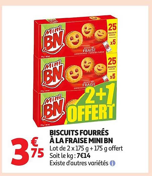 BISCUITS FOURRÉS À LA FRAISE MINI BN