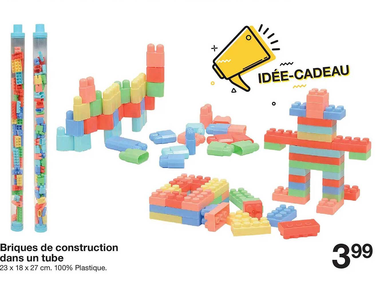 Briques de construction dans un tube