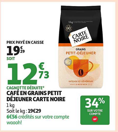 CAFÉ EN GRAINS PETIT DÉJEUNER CARTE NOIRE