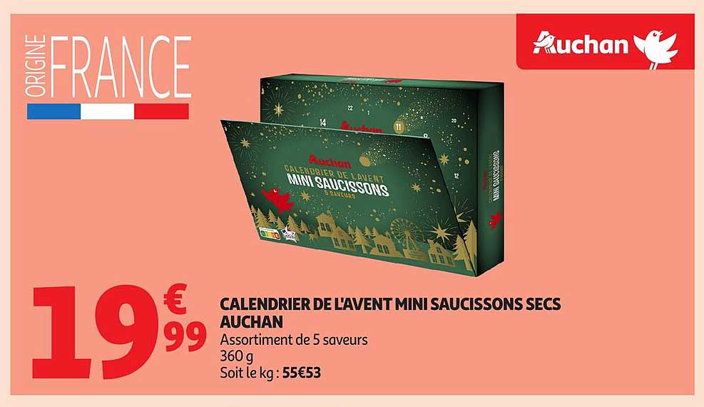 CALENDRIER DE L'AVENT MINI SAUCISSONS SECS AUCHAN