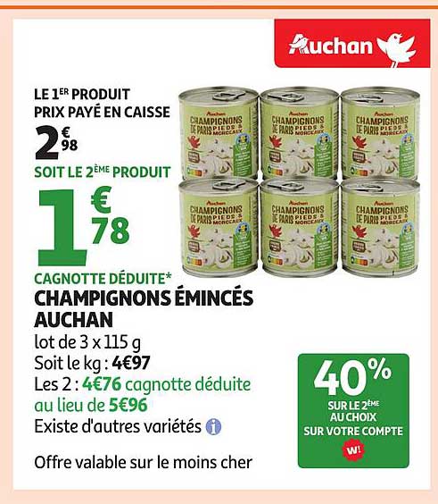 Champignons Émincés Auchan