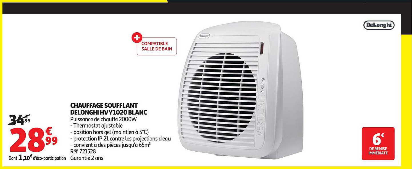 CHAUFFAGE SOUFFLANT DELONGHI HVY1020 BLANC