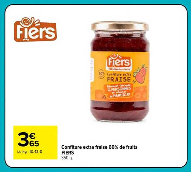 Confiture extra fraise 60% de fruits FIERs