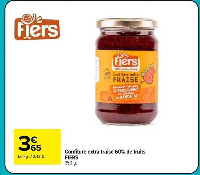 Confiture extra fraise 60% de fruits FIERS