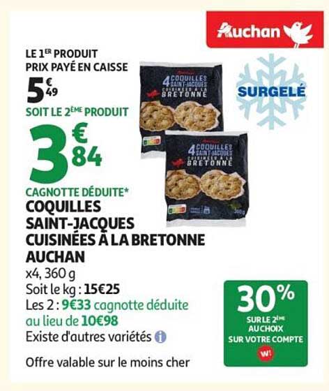 Coquilles Saint-Jacques Cuisinées à la Bretonne Auchan