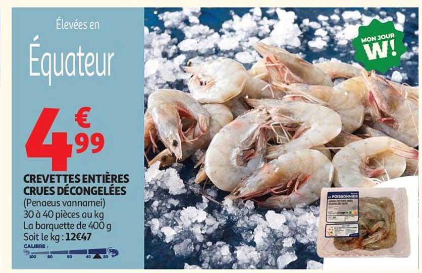 CREVETTES ENTIÈRES CRUES DÉCONGELÉES