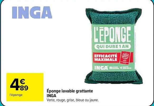 Éponge lavable grattante INGA