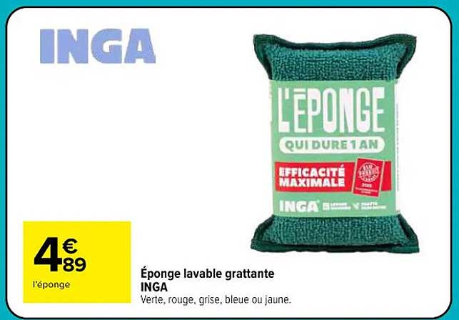 Éponge lavable grattante INGA