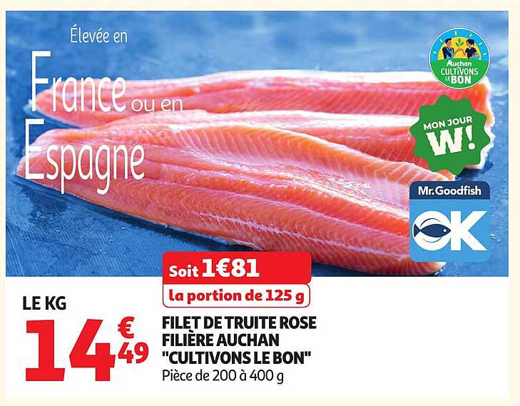 FILET DE TRUITE ROSE FILIÈRE AUCHAN "CULTIVONS LE BON"