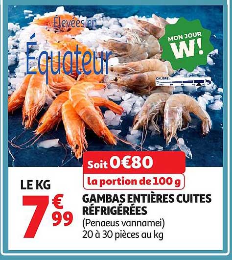 GAMBAS ENTIÈRES CUITES RÉFRIGÉRÉES