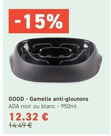 GOOD - Gamelle anti-gloutons ADA noir ou blanc - 950ml