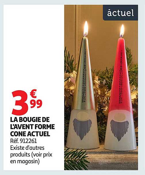 LA BOUGIE DE L'AVENT FORME CONE ACTUEL