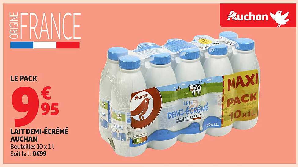 LAIT DEMI-ÉCRÉMÉ AUCHAN