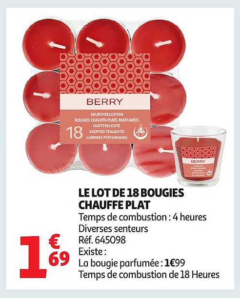 LE LOT DE 18 BOUGIES CHAUFFE PLAT
