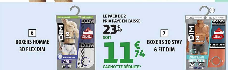 LE PACK DE 2 BOXERS HOMME 3D FLEX DIM