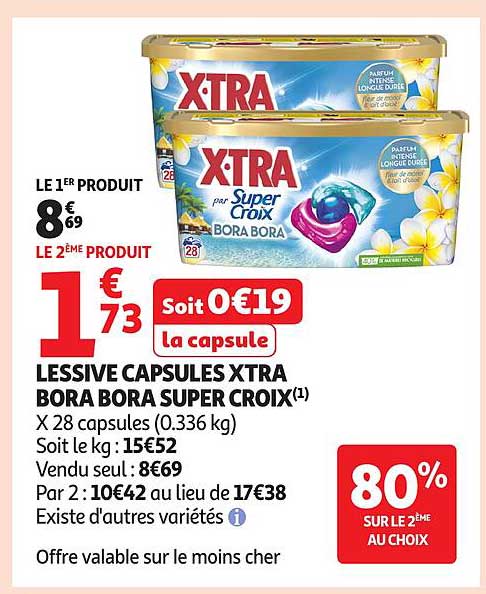 LESSIVE CAPSULES XTRA BORA BORA SUPER CROIX
