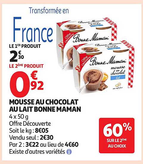 MOUSSE AU CHOCOLAT AU LAIT BONNE MAMAN