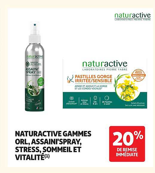 NATURACTIVE GAMMES ORL, ASSAINI'SPRAY, STRESS, SOMMEIL ET VITALITÉ