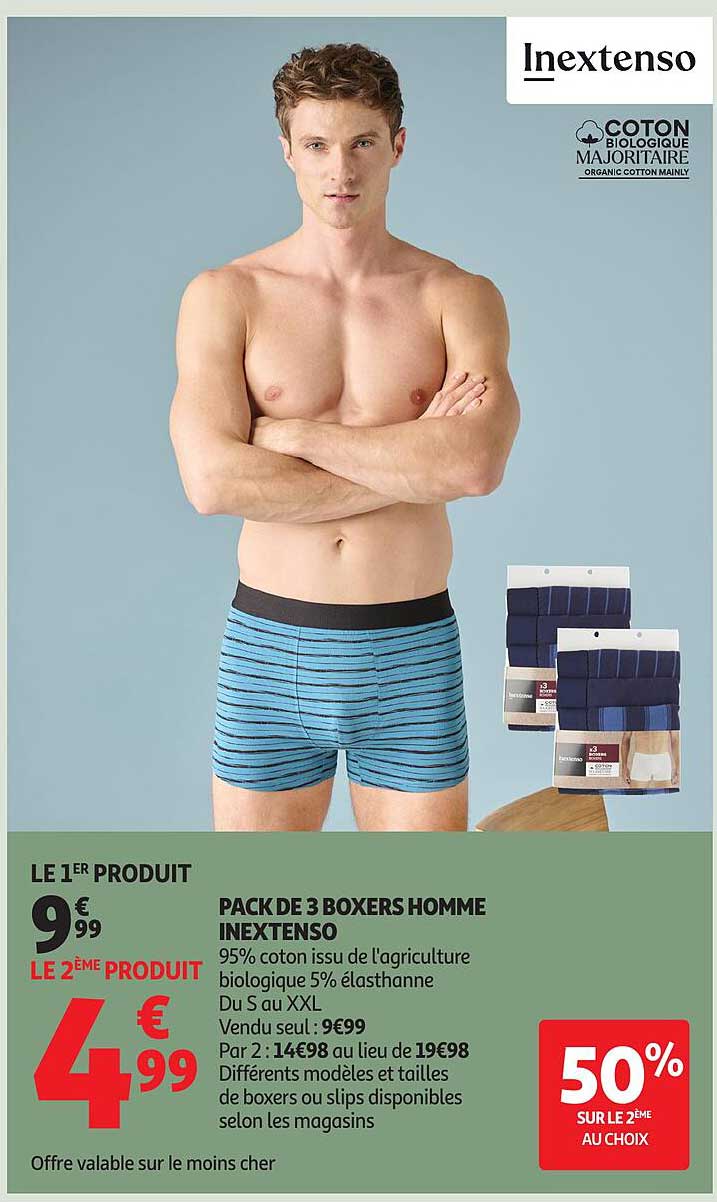 PACK DE 3 BOXERS HOMME INEXTENSO