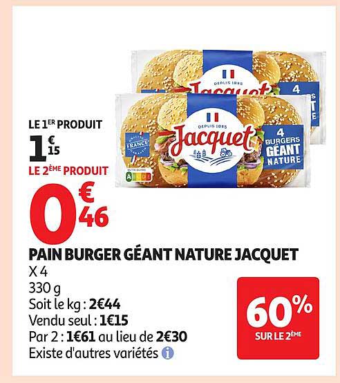 PAIN BURGER GÉANT NATURE JACQUET