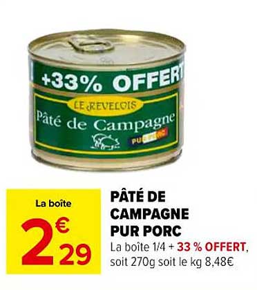 PÂTÉ DE CAMPAGNE PUR PORC