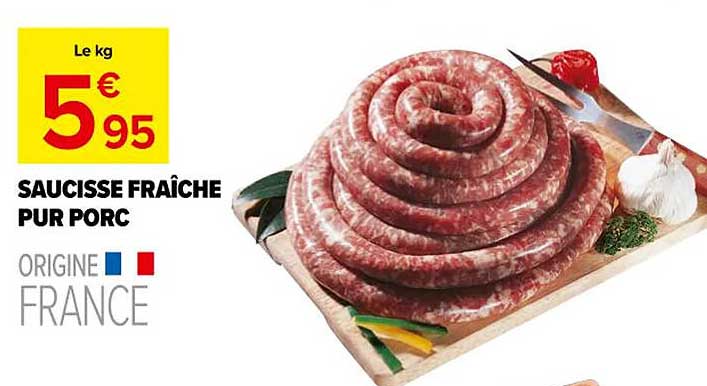 SAUCISSE FRAÎCHE PUR PORC