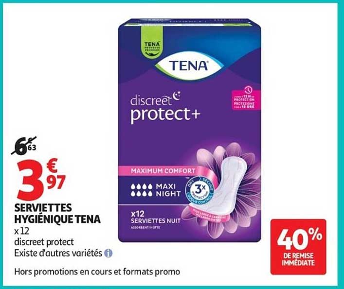 SERVIETTES HYGIÉNIQUE TENA x12