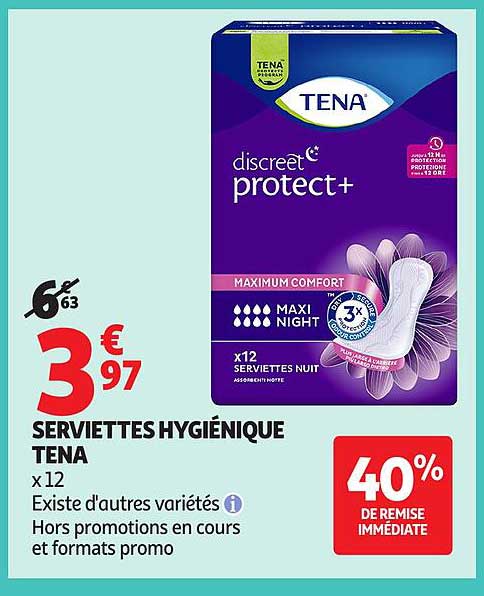 SERVIETTES HYGIÉNIQUE TENA x12
