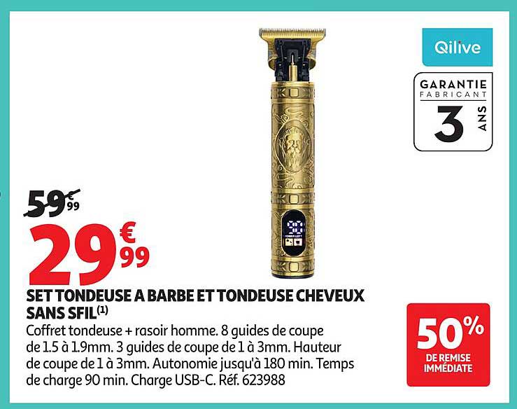 SET TONDEUSE A BARBE ET TONDEUSE CHEVEUX SANS SFIL