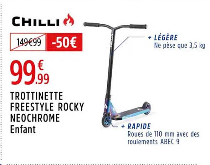 TROTTINETTE FREESTYLE ROCKY NEOCHROME Enfant